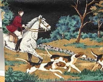 Fox Hunt Zipper Coin Pouch: Equestrian Horse coin Bag with Beaded Pull