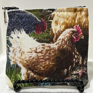 Zipper Pouch Chicken coin pouch  farm accessories Western gift handmade