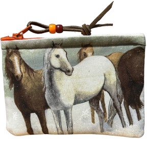 Horse Coin pouch zipper top bag  Equestrian gift cowgirl bag gift card pouch handmade