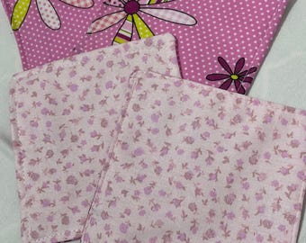 Floral Coaster Set of 4: Handmade Mug Rugs pink polka dot