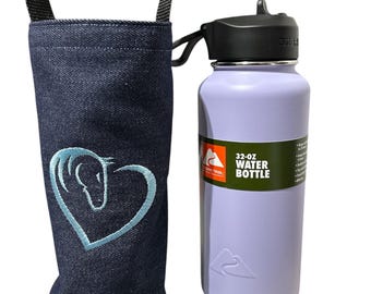 Water bottle carrier horse trail bag Embroidered Equestrian