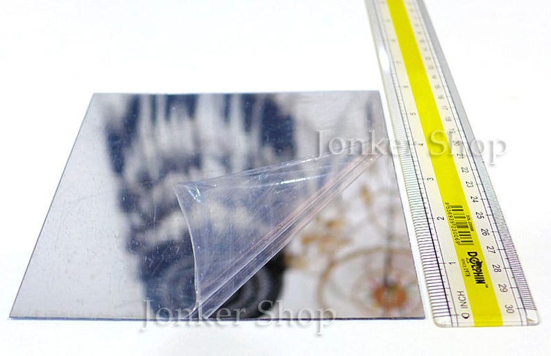 2 X Square Mirror Sheets Non Glass Plastic Flexible Art Craft Mirrored Tiles 15cm 6 Inches