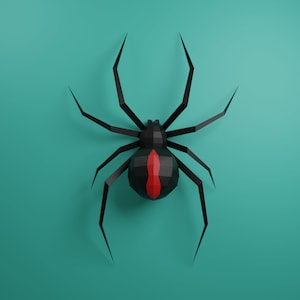 Black Widow Spider Halloween Papercraft + XL version - DIY patterns for party, creepy 3D party wall decoration props, pdf pdo, digital files
