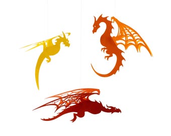 Hangende papieren Wyvern set DIY sjablonen - 3 patronen - Digitale bestanden