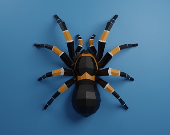 Tarantula Halloween Spin Papercraft + XL versie - DIY patronen voor griezel feest, 3D vogelspin muur decoratie props, pdf pdo