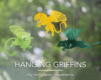 Hanging Griffin DIY templates - 3 patterns - Digital files