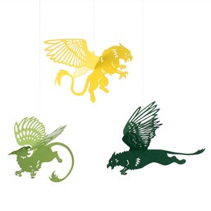 Paper Flying Griffin fantasy party decoration - DIY templates patterns - Digital