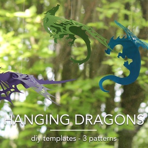 Hanging Dragon set 1 - DIY templates - 3 patterns - Digital files