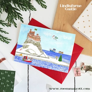 Lindisfarne Castle Holy Island-kerstkaart