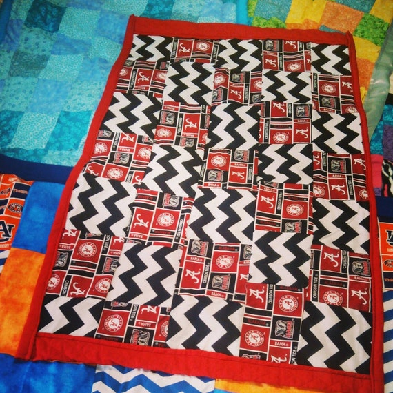 Items similar to Roll Tide baby quilt with chevron on Etsy