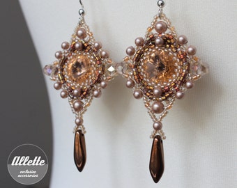 Swarovski Crystal Beaded Earrings, Sterling Silver, Beadwoven Jewelry