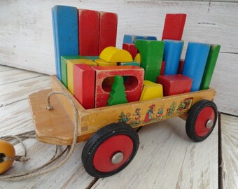 wooden pull along cart