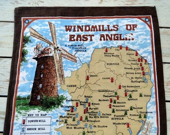 Vintage Windmills All Cotton Towel Tea Towels Kitchen Towel New Old Stock Souvenir Vintage Kitchen dish cloth retro towel kitchen towel