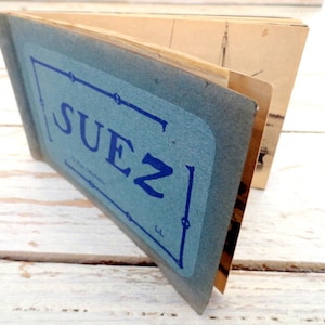 12 antike 1900 Suezkanal Postkarten Buch abnehmbar antike Postkarten unbenutzte Postkarten Ägypten alte Fotopostkarten weiß/schwarz