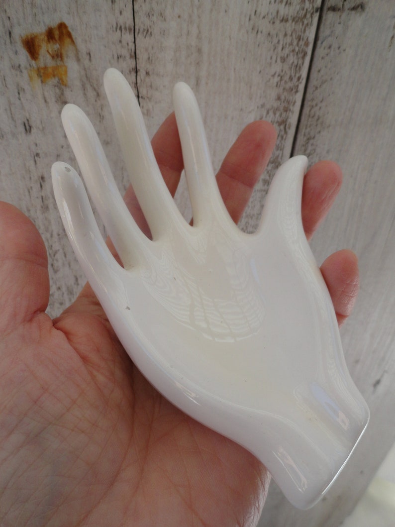 French Porcelain Hand Ring Display, French Handshaped Vase, Hand Ring