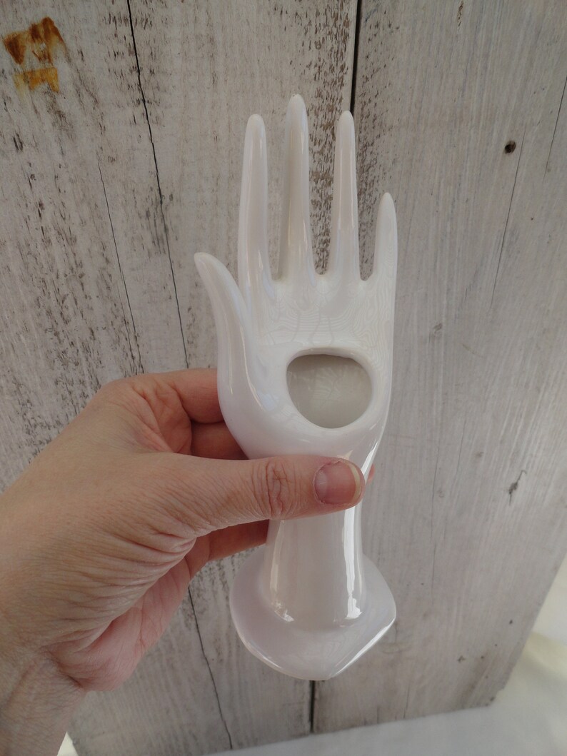 French Porcelain Hand Ring Display, French Handshaped Vase, Hand Ring