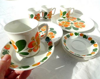 Stavangerflint Norway Breakfast Set, June Dekor Rolf, Figgjo Norway, Norwegian Design Cups & Saucers, Vintage Scandinavian Kitchen