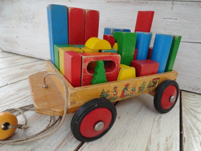 Heros Wooden Wagon & Blocks Pullalong Wagon Wooden Blocks Fairy Tale