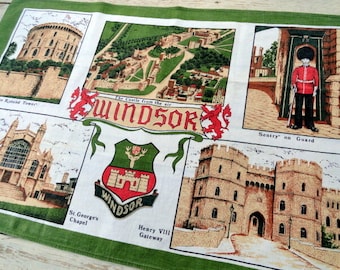 Windsor Castle Towel Tea Towel Prince Harry Meghan Kitchen Towel New Old Stock Souvenir Vintage Kitchen dish cloth retro towel retro Kitchen