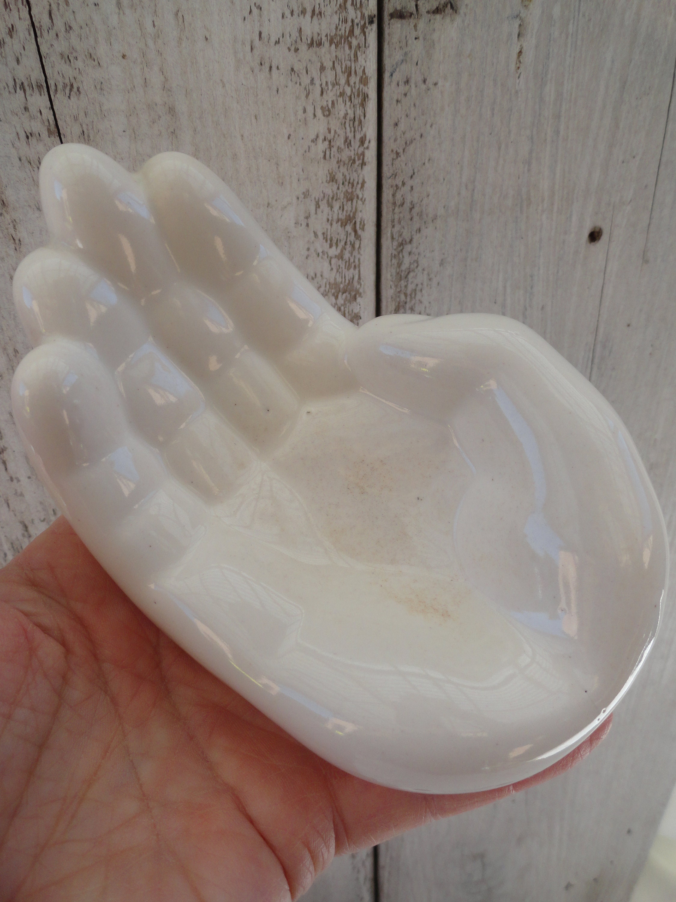 French Porcelain Hand Ring Display, French Handshaped Vase, Hand Ring