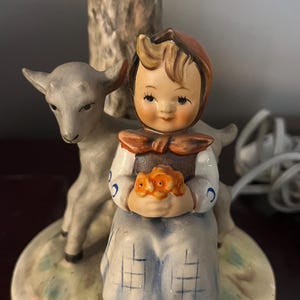 Vintage Hummel Lamp Goebel Girl with Flowers