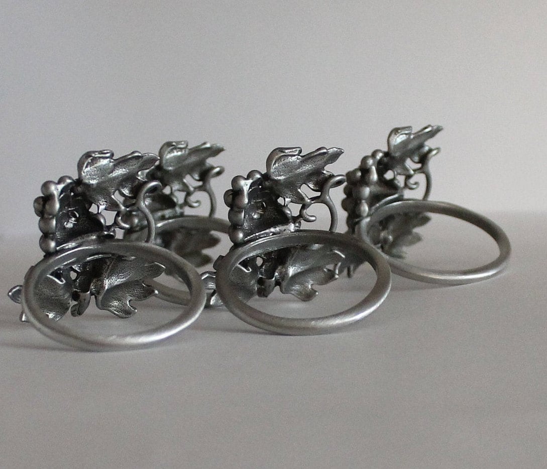 Four Vintage Pewter Napkin Rings Etsy Singapore