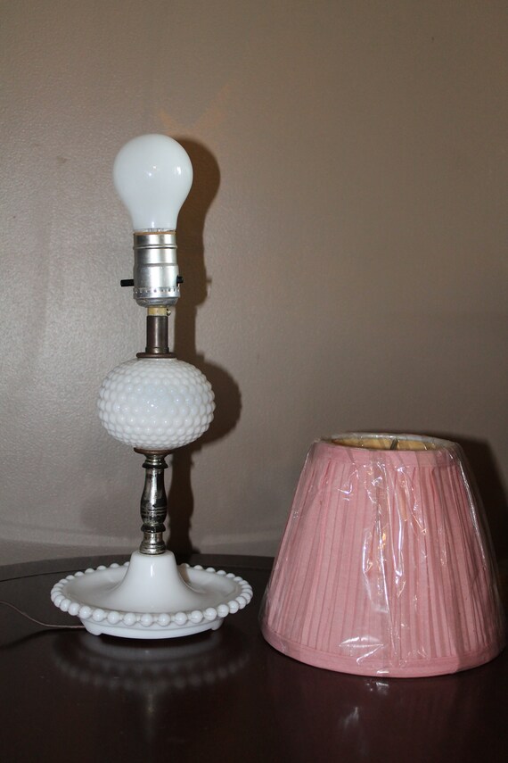 Hobnail Milk Glass Lamp Pink Shade Vintage Electric Bedside Retro Working Lighting Small Bedroom Light Girls Room Decor Working Table Light Etsy