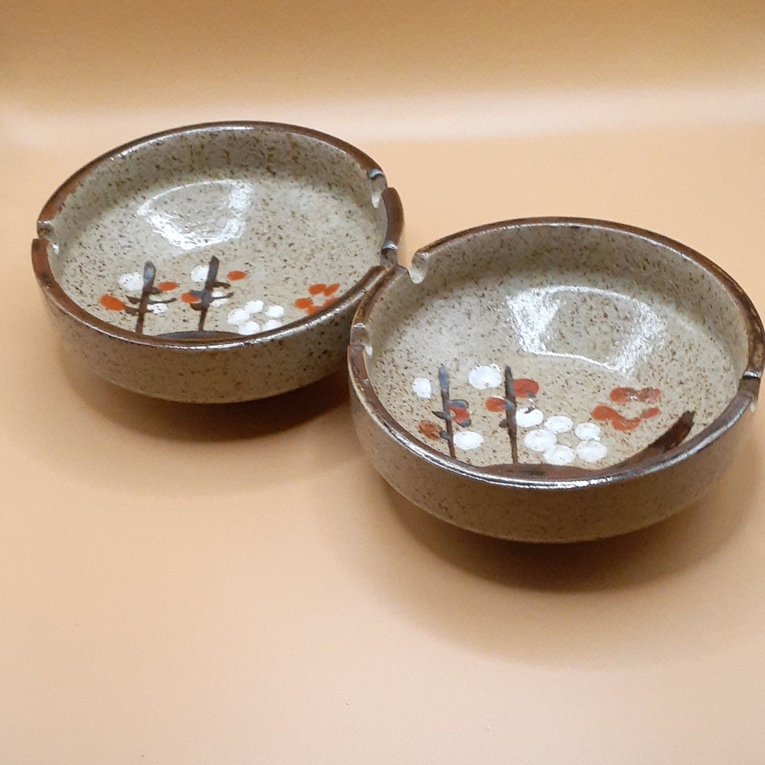 Pair of Made in Japan Ashtrays With Cherry Blossom Design Etsy