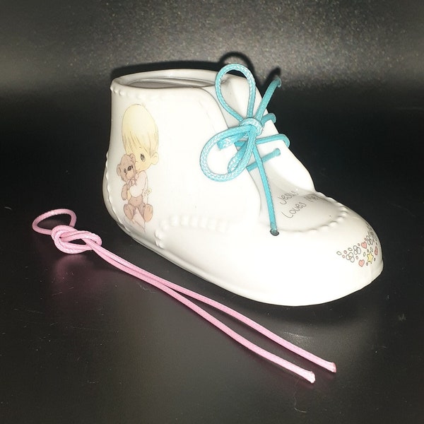 Precious Moments Baby Bootie Bank and Frame