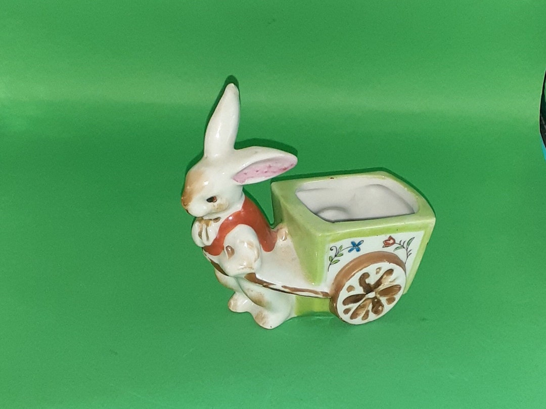 Adorable Vintage Rabbit Pulling Cart Etsy