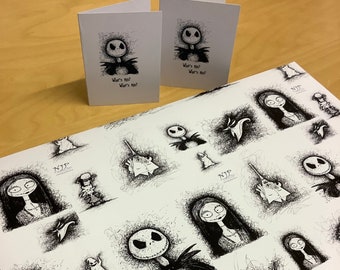Nightmare Before Christmas Wrapping paper, gift wrap from hand drawn artwork