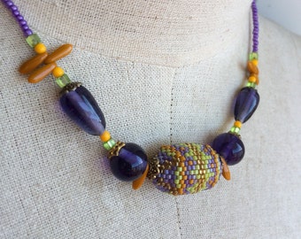 Beaded bead colorful boho fresh necklace