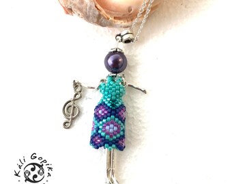Cute musician french Doll necklace pendant