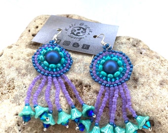 Boho Statement earrings with flowers