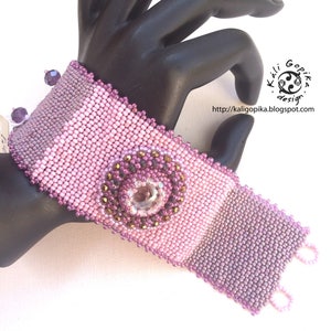 Purple Beaded Cuff Bracelet