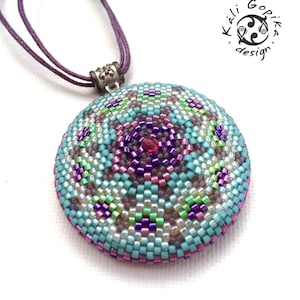 Blue and Purple Beaded Mandala Pendant