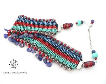 Beaded Statement ethnic tribal colorful Choker