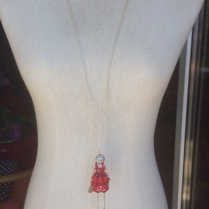 Red Beaded French Doll Necklace With Cat - Etsy