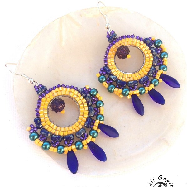 Beaded statement earrings "Boheme"