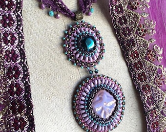Purple Beaded Ceramical pendant