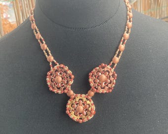 Brown Statement Beaded circle necklace