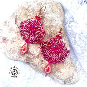 Red Statement seed beads earrings