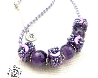 Collier Perles De Verre Améthyste Violet - Bijou Fantaisie Couleur Violet B51