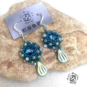 Blue sparkly beaded crystal earrings