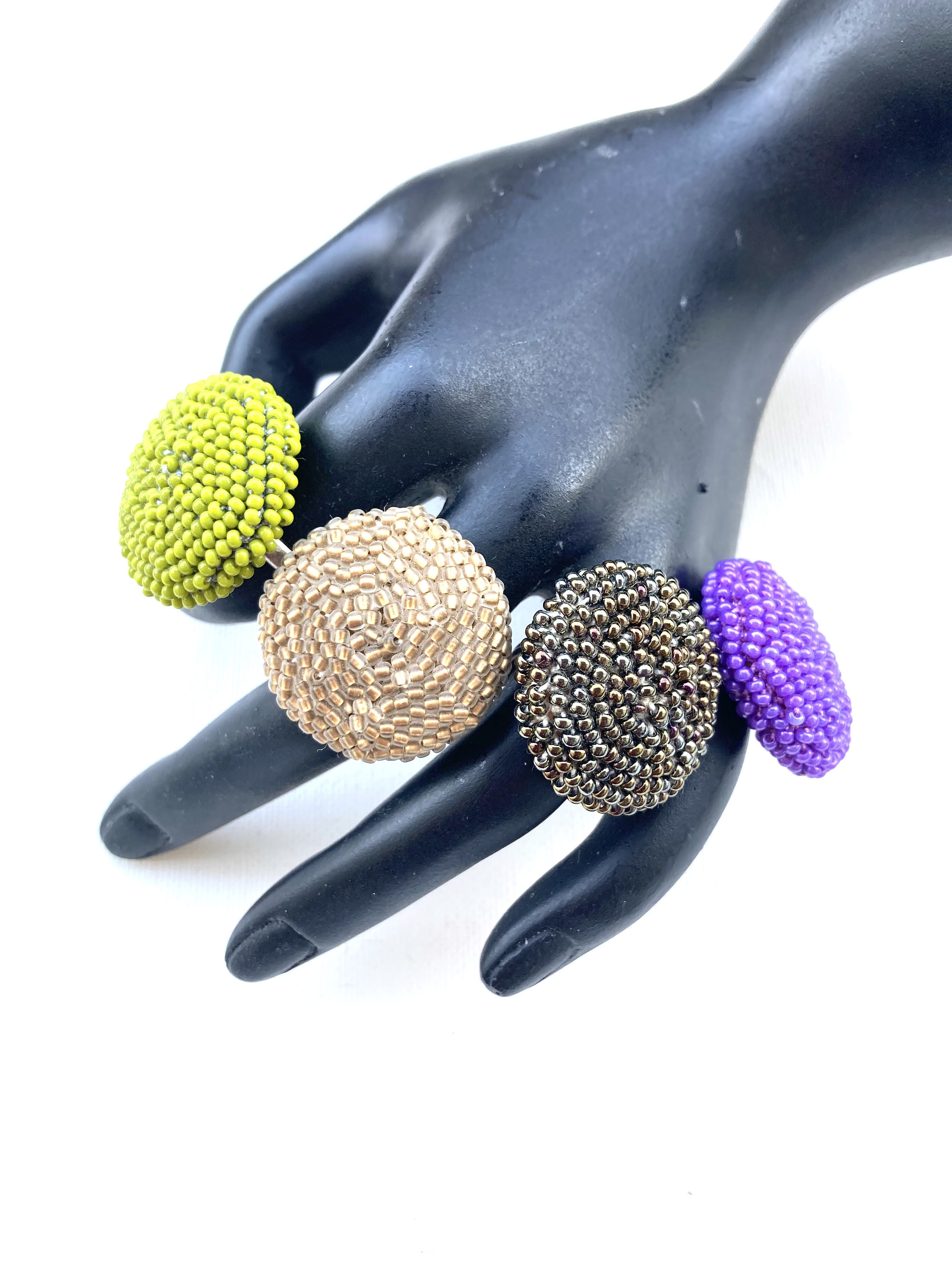 Colorful Bead Crochet Boho Disc Rings - Etsy