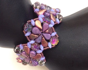 Purple Statemenet Beaded Cuff bracelet