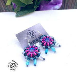 Beaded dangle statement Crystal earrings