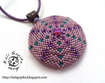Purple Beaded Mandala with crystal Pendant
