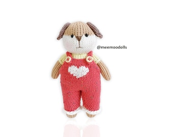 Knit Danny The Dog. Tiny Knit Animals version. Knitted toys pattern.