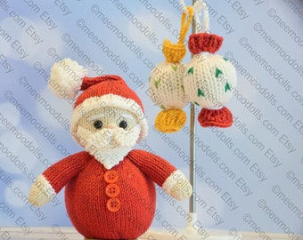 Santa Claus ornament. Christmas Knitting Pattern 1. Meemoodolls.